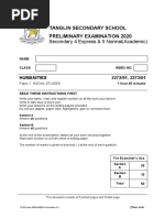 Tanglin Secondary School Preliminary Examination 2020: Secondary 4 Express & 5 Normal (Academic)