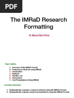 The Imrad Research Formatting: Dr. Maria Eliza P. Cruz