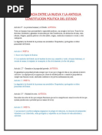 Diferencia Entre La Nueva Y La Antigua Constitucion Politica Del Estado