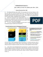 Comprehension Passage - 3 2. Read The Following Passage Carefully and Answer The Questions Given Below: (1X10 Marks) National Education Policy, 2020