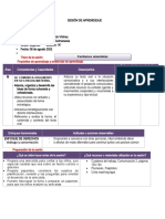 Sesiónes de Aprendizaje Del 8 Al 12 de Agosto