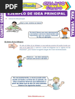 Ejemplo de Idea Principal para Cuarto Grado de Primaria