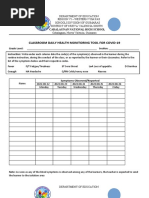 Classroom Daily Health Monitoring Tool For Covid-19: Symptoms Observed/Reported