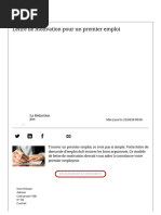 Lettre de Motivation Pour Un Premier Emploi - Modèle Gratuit de Lettre