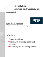 Criteria For The Selection of A Research Problem (Final)