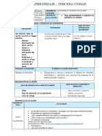 Sesión de Aprendizaje Tercera Unidad