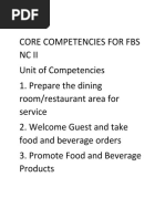 Core Competencies For Fbs NC II