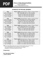 Schedule of Prayer Leaders