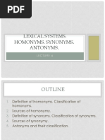 Lexical Systems. Lecture 6