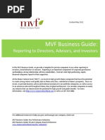 MVF Business Guide:: Reporting To Directors, Advisors, and Investors