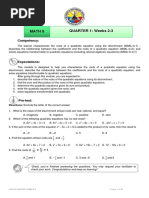 Math 9 QUARTER 1: Weeks 2-3: Competency