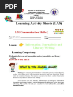 Learning Activity Sheets (LAS) : LS1 Communication Skills