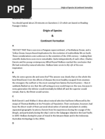 22 Passage 1 - Origin of Species - Continent Formation Q1-13