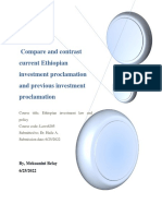 Compare and Contrast The Ethiopian Previous Investment Law and Current Law