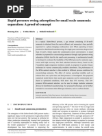 Rapid Pressure Swing Adsorption For Small Scale Ammonia Separation A Proof-Of-Concept