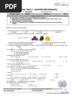 Remedial Test (1 Quarter Performance) : Mathematics 7 2020 - 2021