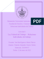 Actividad 1 - Relaciones Individuales en La Ley Federal Del Trabajo.