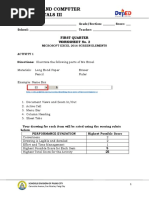 Internet and Computer Fundamentals Iii: First Quarter Worksheet No. 2