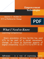 Empowerment Technologies: Quarter 2 - Module 13: ICT As Platform For Change