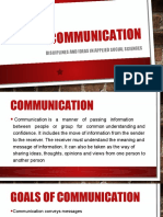 Communication: Disciplines and Ideas in Applie D Social Sciences