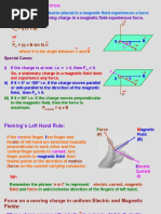 F Q (VXB) : Which Means That A Moving Charge in A Magnetic Field Experiences Force