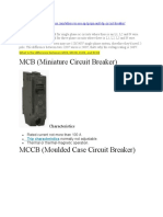 MCB (Miniature Circuit Breaker) : Characteristics