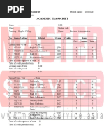 Academic Transcript: Hong Bang International University Training Department