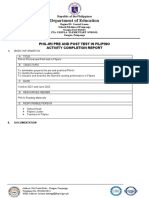 Department of Education: Phil-Iri Pre and Post Test in Filipino Activity Completion Report