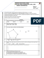 Credence High School, Dubai Sample Paper For Half Yearly Examination - 2021 - 2022 Subject: Mathematics