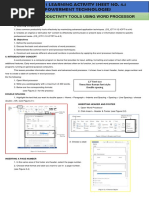 4.1 Applied Productivity Tools Using Word Processor: I. Learning Skills A. Learning Competency