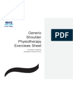 Generic Shoulder Physiotherapy Exercises Sheet: Information For Patients Orthopaedic Shoulder Service