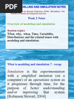 Week 2 Notes: Overview of Modeling and Simulation