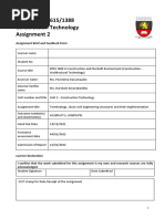 Unit Code: Y/615/1388 Construction Technology Assignment 2: Assignment Brief and Feedback Form