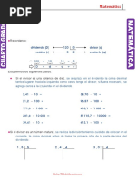 División Con Números Decimales para Cuarto Grado de Primaria