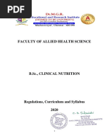 B.Sc. Clinical Nutrition 2020 Electives Syllabus