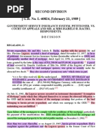 GSIS vs. CA, 170 SCRA 533, February 23, 1989