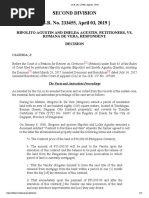 Hipolito Agustin vs. Romana de Vera GR No. 233455 April 3, 2019