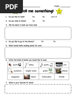 Beginning of The Year Reading Interest Survey