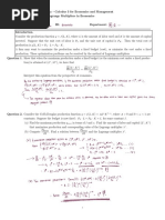 Worksheet Method of Lagrange Multipliers