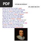 B.A Sem 1 ELT On His Blindness by John Milton