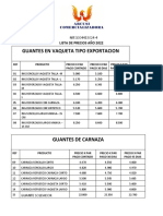 Lista de Precios 2022 Actualizada