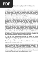 Reaction Paper On Justice Carpio's Speech Re West Philippine Sea - Jose Nazario T. Daquigan