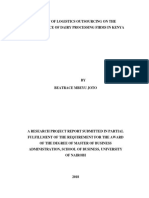 Joto - Effect of Logistics Outsourcing On The Performance of Dairy Processing Firms in Kenya