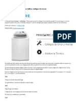 FRIGIDAIRE Códigos de Error