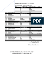 Daftar Kegiatan SMP Ip Yakin 20222023 Ori