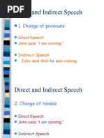 Direct and Indirect Speech: 1. Change of Pronouns