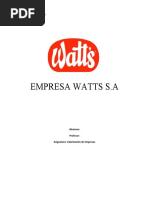 Empresa Watts S.A: Alumnos: Profesor: Asignatura: Valorización de Empresas