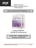 Adult Health Nursing II Laboratory Course Syllabus 2020-2021