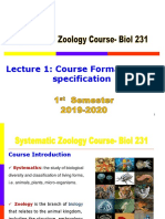 Lecture 1 - Systematic Zoology Course Information and Specification 11