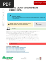 Ficha 10. Difundir Conocimientos: La Exposición Oral.: Lengua Materna Español I